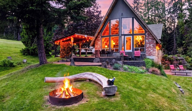 3-Acre A-Frame Retreat + Firepit + Outdoor Dining | Mins to Ferry and Beaches